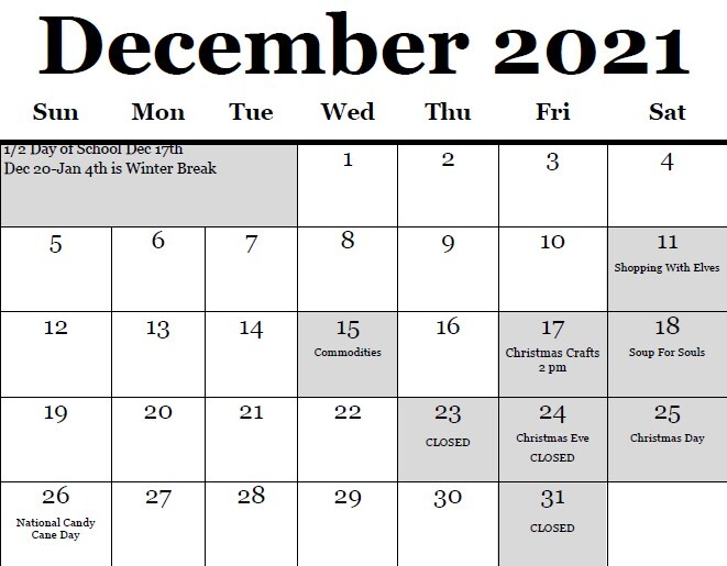 December 2021 Calendar