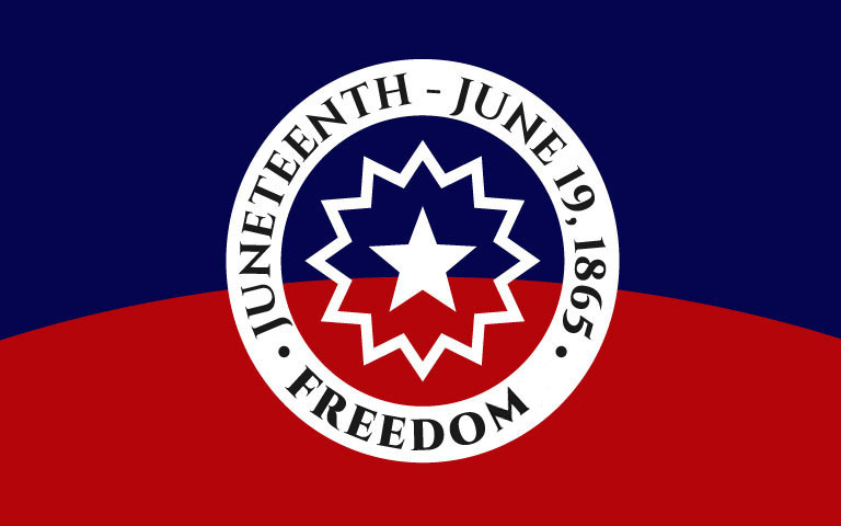 Juneteenth flag. Juneteenth - June 19, 1865. Freedom. 