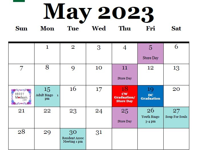 Calendar of Events for May 2023