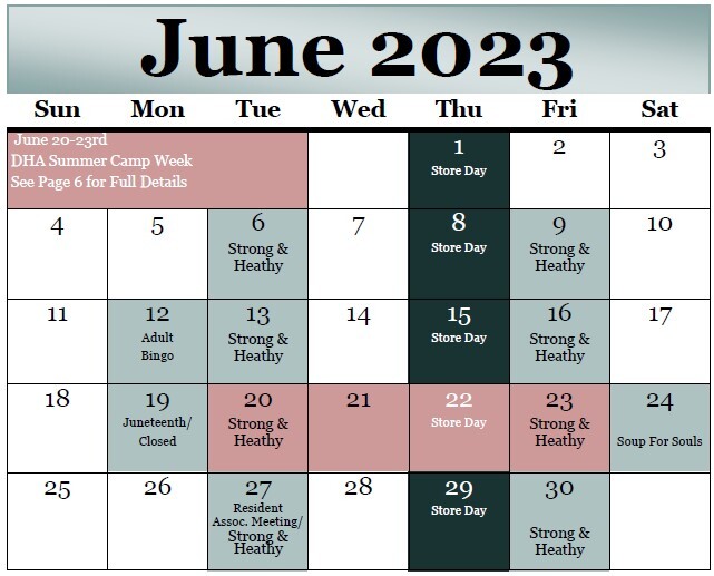 June 2023 Calendar. All information from this calendar is listed below.