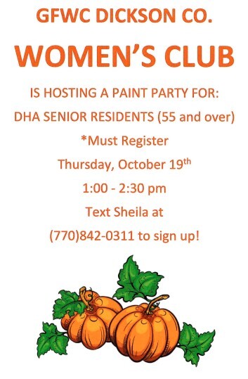 DHA Senior Painting Party Flyer. All information on this flyer is listed above.